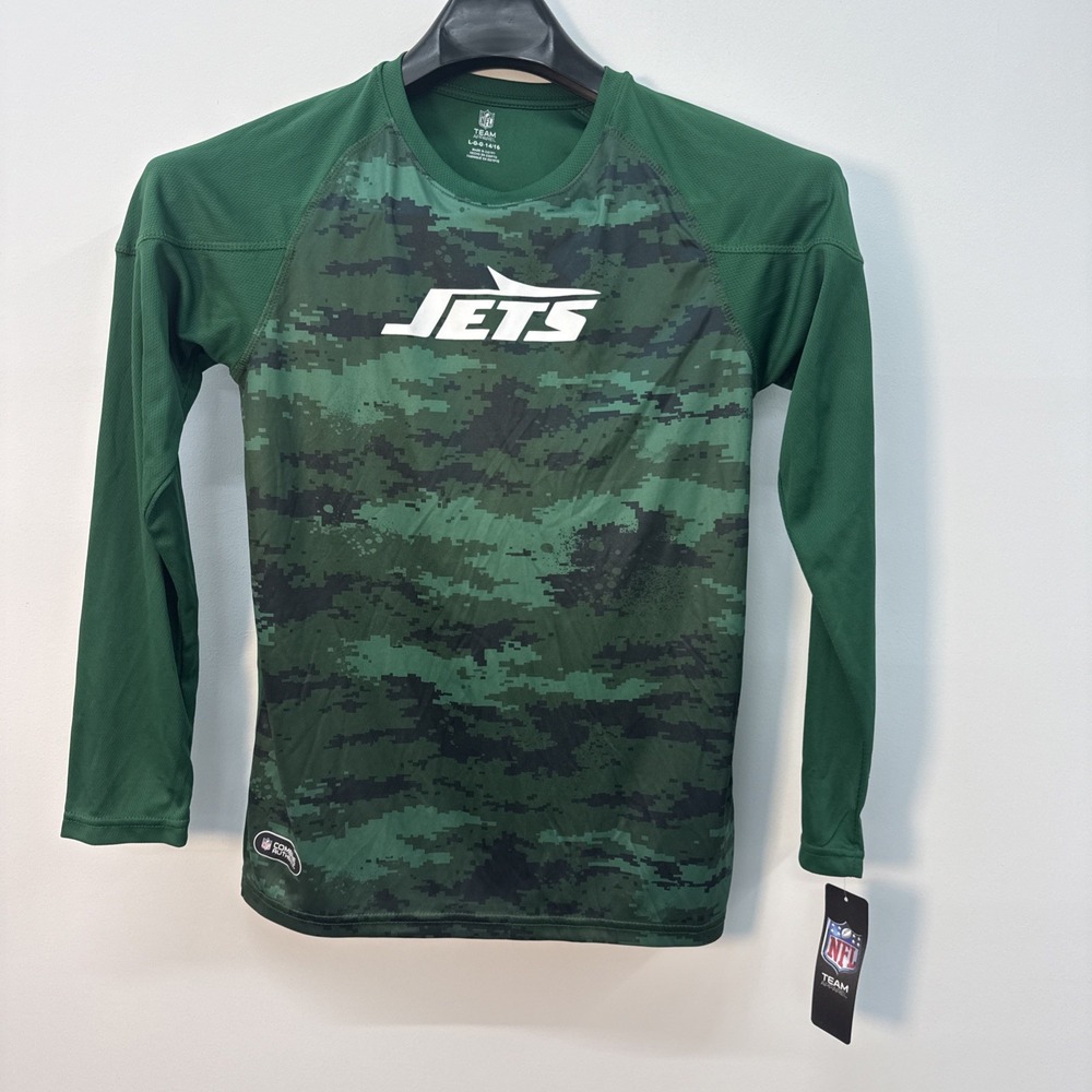New York Jets Shirt NFL Football Long Sleeve Combine‎ Authentic Camo Youth L $35